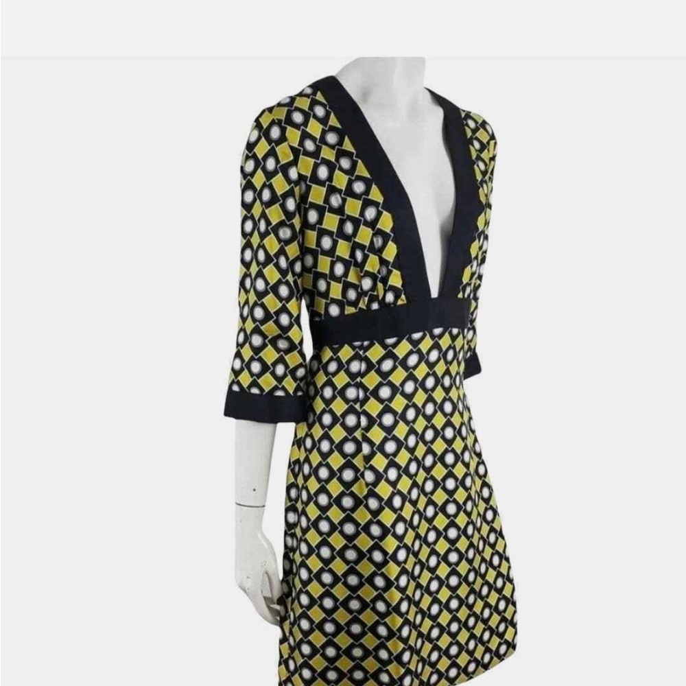 Milly Yellow and Black Geometric Mini Dress